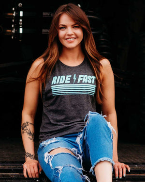 Ride Fast Muscle Tank Charcoal - OFF-ROAD VIXENS CLOTHING CO.