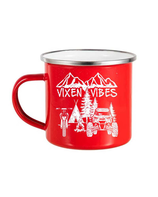 Vixen Vibes Enamel Mug - Red - OFF-ROAD VIXENS CLOTHING CO.