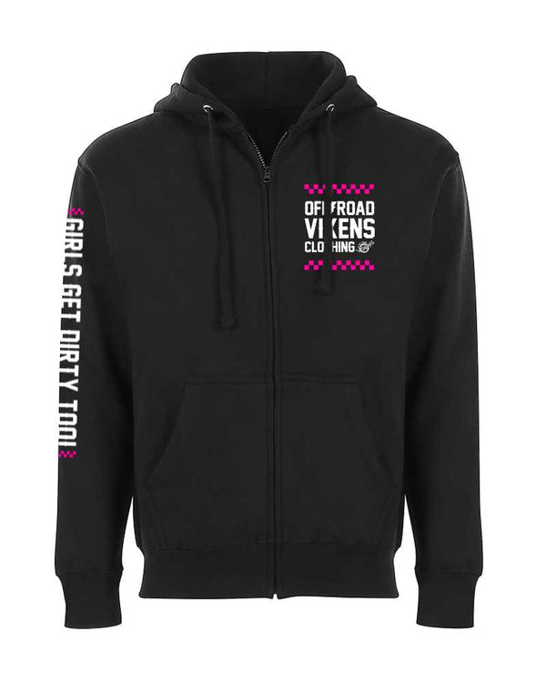 Checked Out Unisex Zip Hoodie - Black