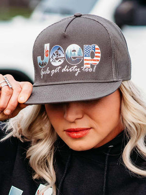 Jeep Girl Flatbill Trucker hat - OFF-ROAD VIXENS CLOTHING CO.