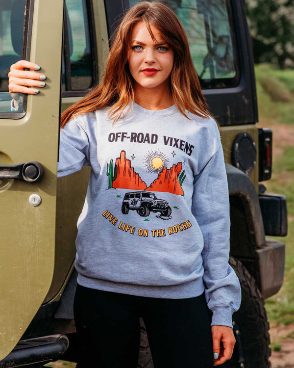 On the Rocks Unisex Crew Sweatshirt - OFF-ROAD VIXENS CLOTHING CO.