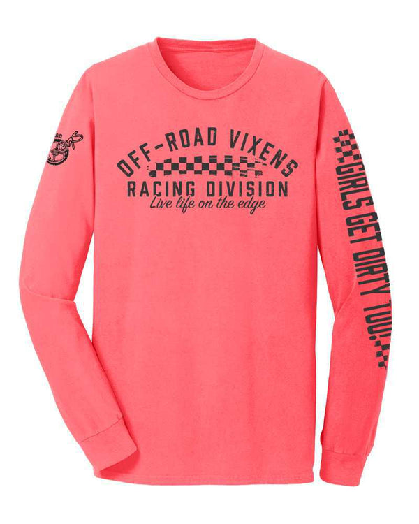 Racing Division Unisex Garment Dyed LS-Coral - BB - OFF-ROAD VIXENS CLOTHING CO.