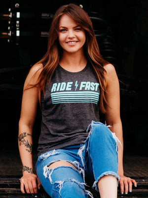 Ride Fast Muscle Tank Charcoal - OFF-ROAD VIXENS CLOTHING CO.