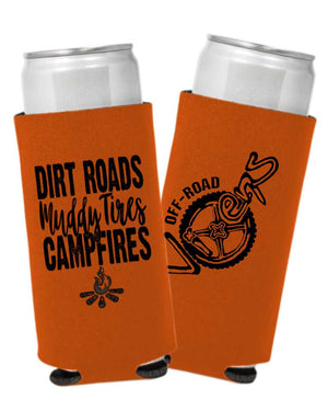 Dirt Roads Slim Can Koozie - Orange - OFF-ROAD VIXENS CLOTHING CO.