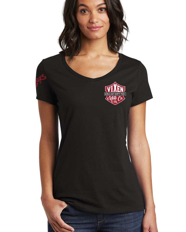 Fire it Up Ladies V Neck Tee - OFF-ROAD VIXENS CLOTHING CO.