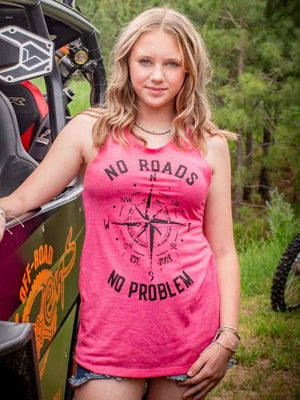 No Roads Tank - Pink - OFF-ROAD VIXENS CLOTHING CO.
