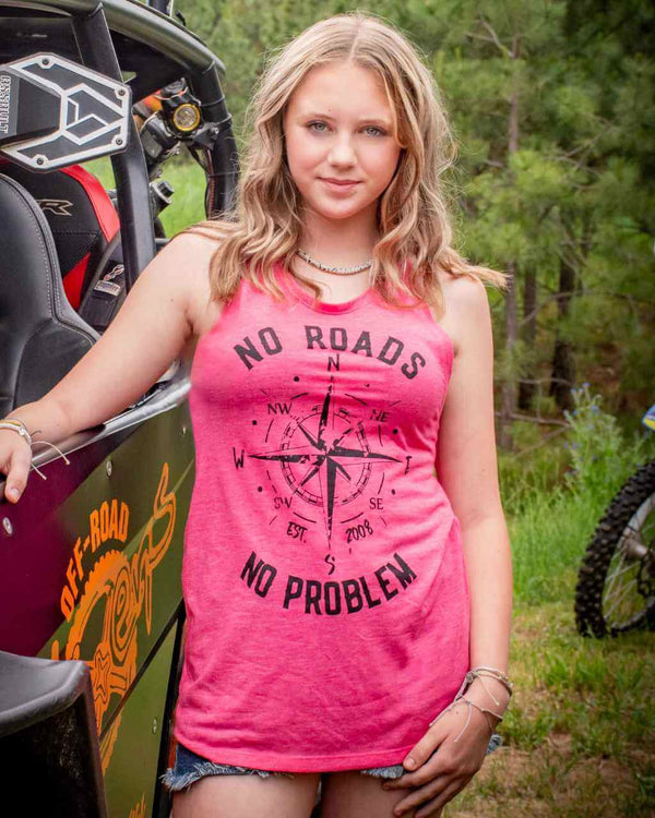 No Roads Tank - Pink - OFF-ROAD VIXENS CLOTHING CO.