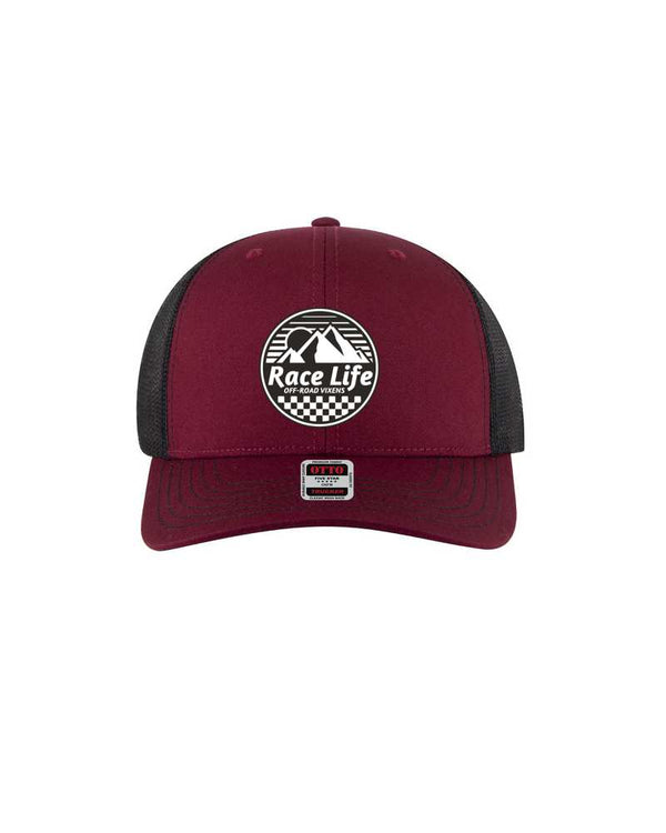 Race Life Trucker Hat - Maroon - OFF-ROAD VIXENS CLOTHING CO.