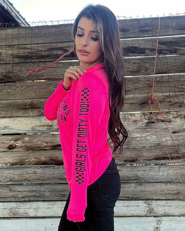 Racing Division LS Tech Tee - Neon Pink - OFF-ROAD VIXENS CLOTHING CO.