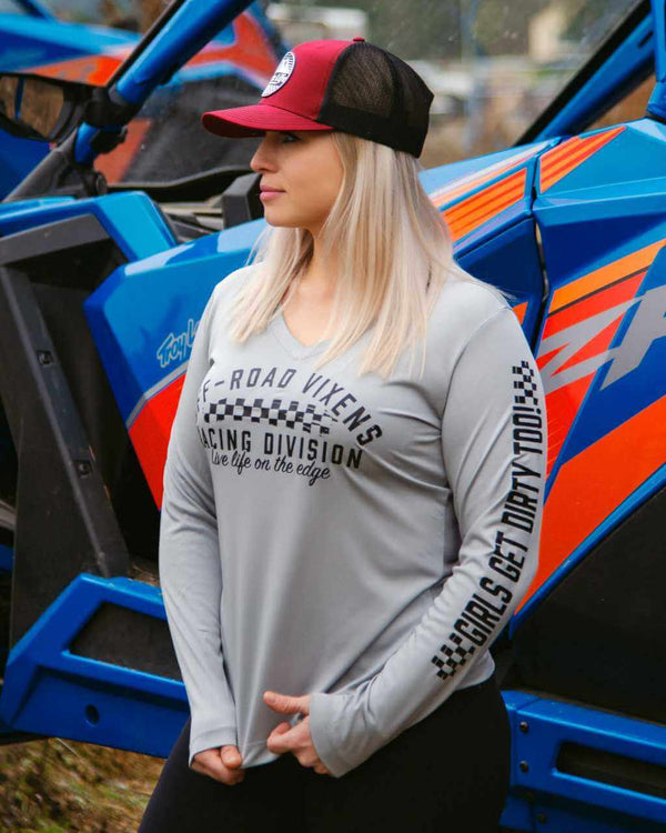 Racing Division LS Tech Tee - Silver - OFF-ROAD VIXENS CLOTHING CO.