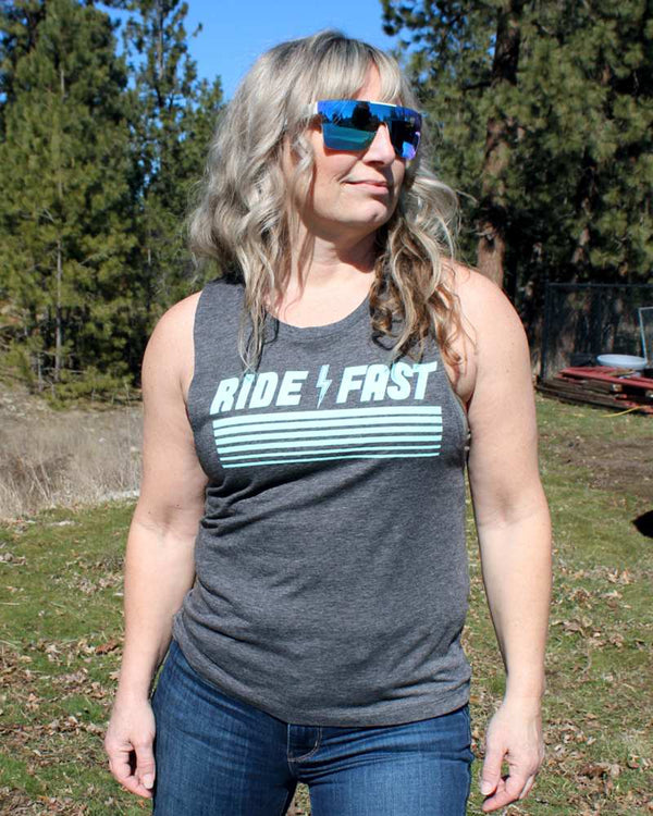 Ride Fast Muscle Tank Charcoal - OFF-ROAD VIXENS CLOTHING CO.