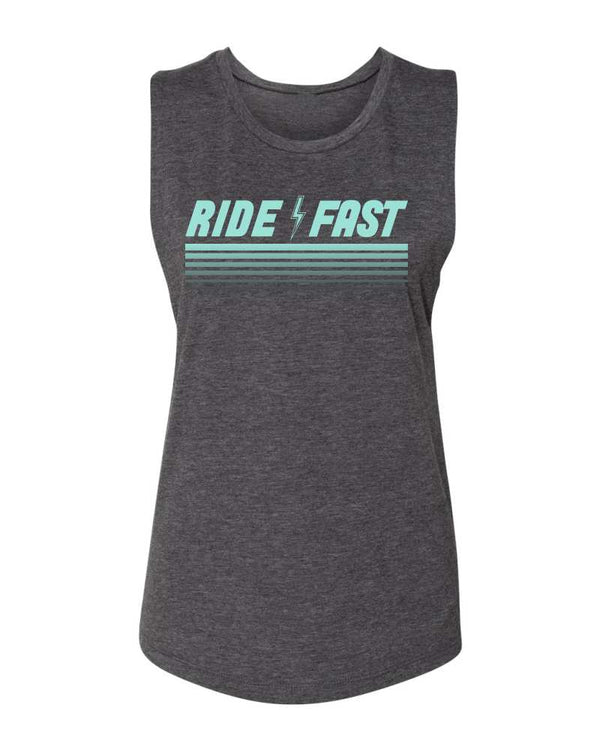 Ride Fast Muscle Tank Charcoal - OFF-ROAD VIXENS CLOTHING CO.