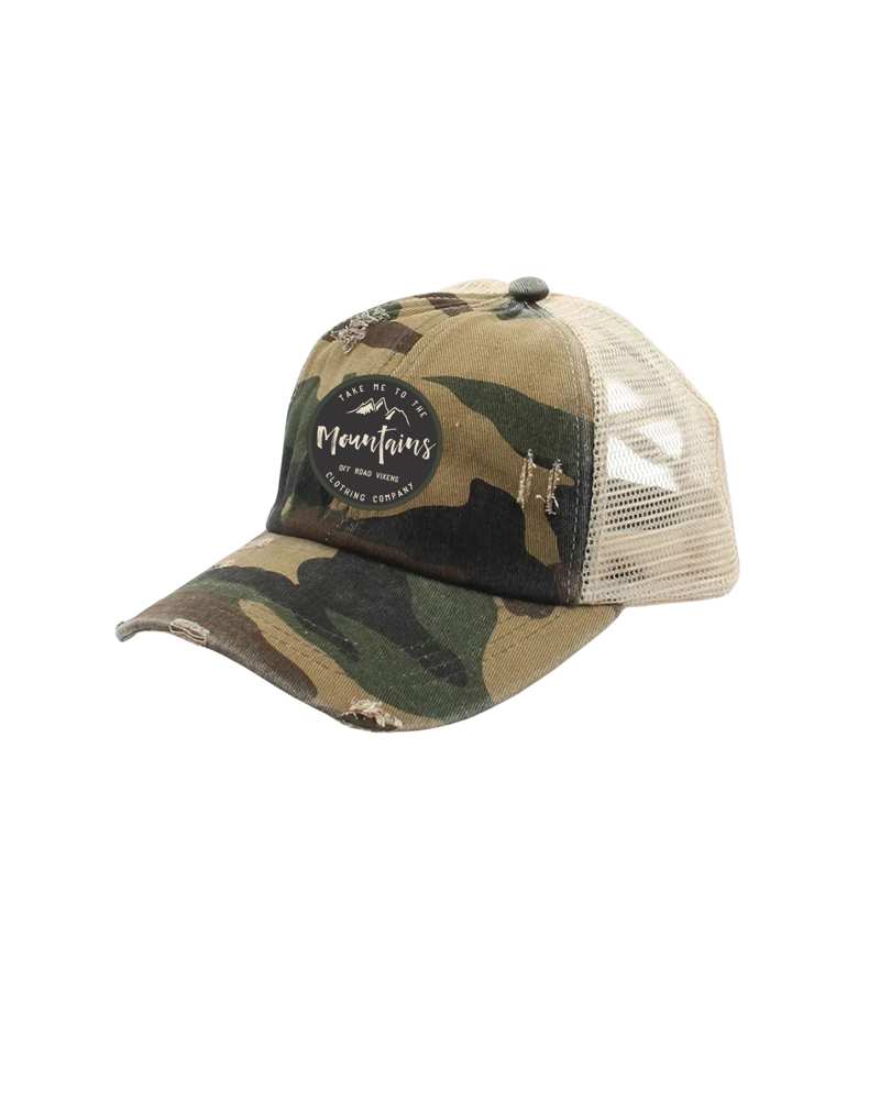 Camo criss cross ponytail hat