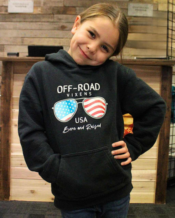Youth Born and Raised Hoodie - OFF-ROAD VIXENS CLOTHING CO.