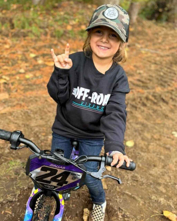 Youth Hell on Wheels Crewneck Pullover - OFF-ROAD VIXENS CLOTHING CO.